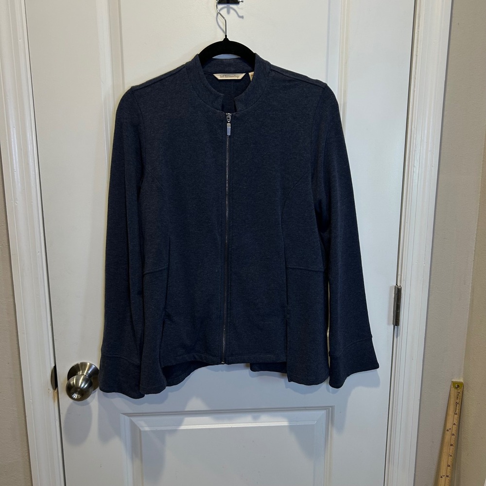 Soft Surroundings Women Sweatshirt Jacket Cotton Spandex Blue XS
